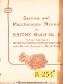 Racine-Racine 6, Metal Cutting Machine, Service Manual-6-01